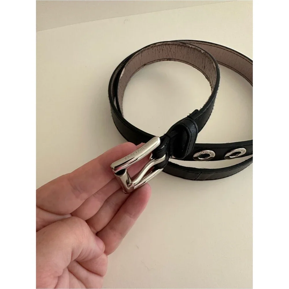 Michael Kors black leather Silver Eyelet belt